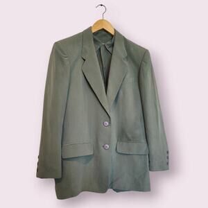 Votre Nom Paris 100% Silk‎ Button Down Blazer & Shirt Set Size Small Sage Green